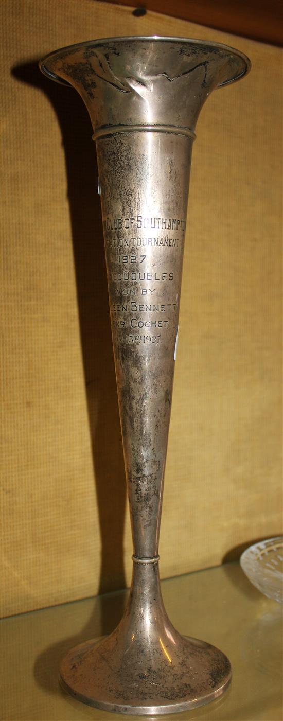 Large silver spill vase
